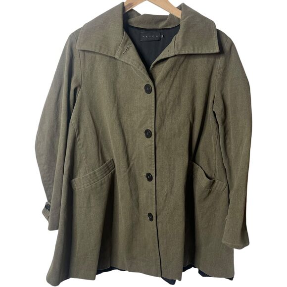 HATCH Maternity The Swing Coat Button Down Spring Jacket Olive Green One Size - Picture 1 of 12